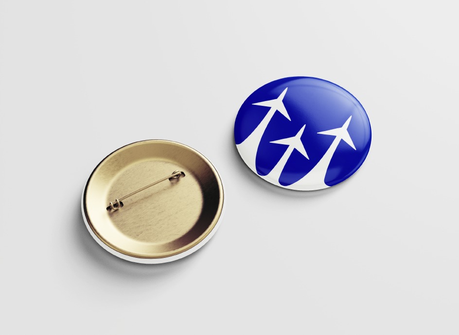 Exemple du nouveau logo sur des pins